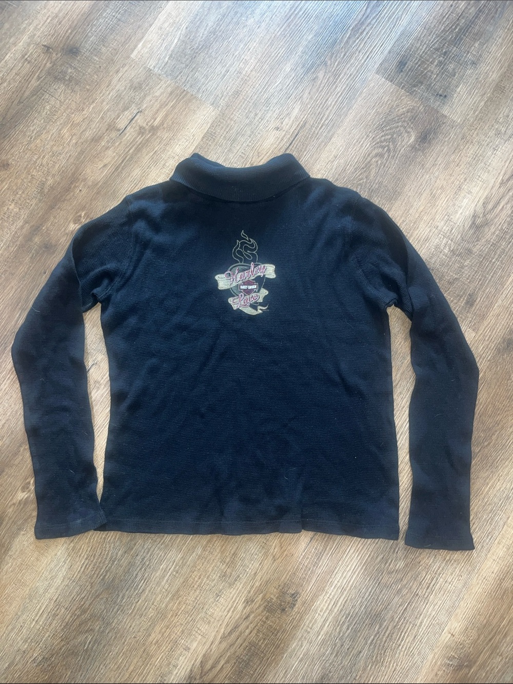 Harley-Davidson Black Turtleneck Sweater with Embroidered Chest Patch